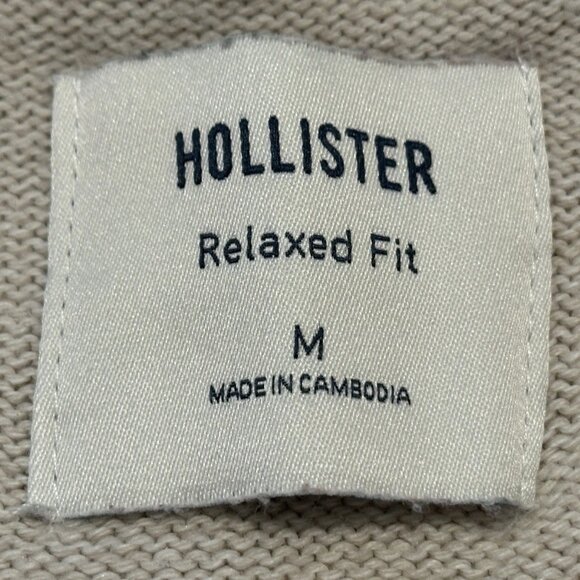 Hollister Relaxed American Flag Sweater Cream Medium Cotton EXCELLENT 🇺🇸 - Picture 10 of 11